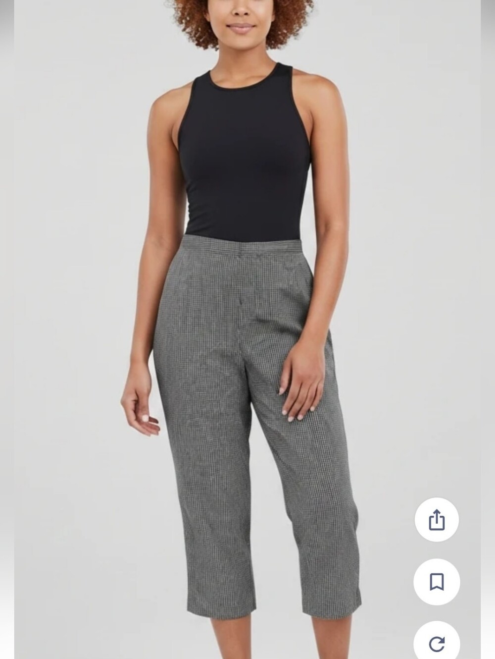 NORTON Studio Petite Cropped Pants Black And White Gingham Size 12